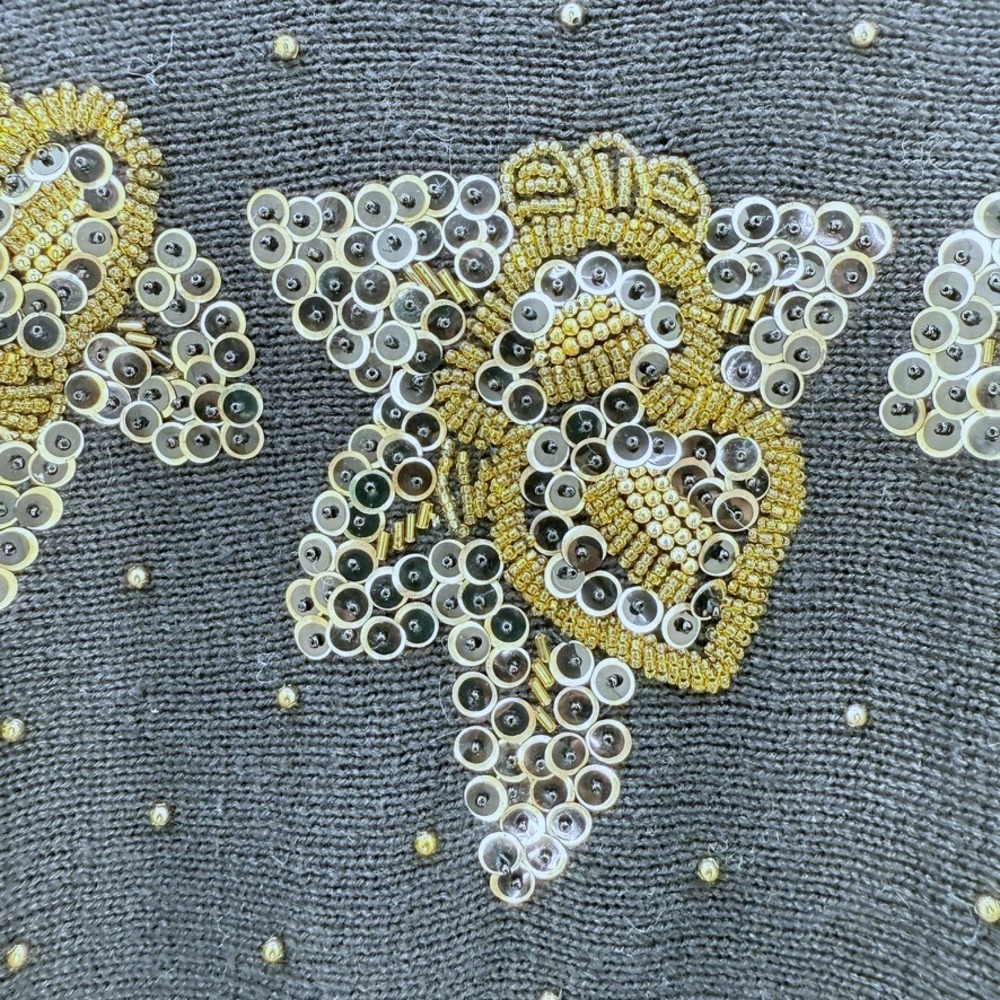 VTG Dana Scott Beaded Sequin 80s Sweater Sz M/L Holiday Party Christmas Hanukkah - Picture 3 of 11